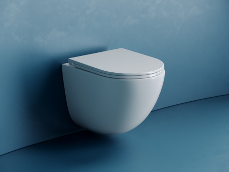 Подвесной унитаз Ceramicanova Vogue Торнадо безободковый, с ультратонким сиденьем с микролифтом и функцией быстрого снятия, с креплением скрытого монтажа, белый CN4008T