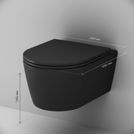 C8F1700MBSC Func Подвесной унитаз AM.PM 49 см FlashClean с сиденьем микролифт, черн мат