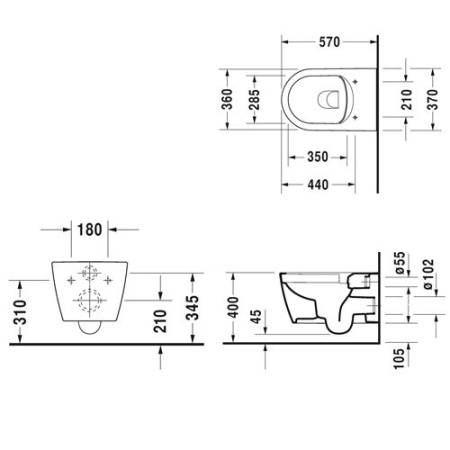 Унитаз подвесной Duravit ME by Starck Rimless 2529090000