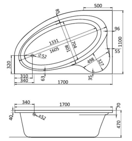 Акриловая ванна Santek Эдера 170x110 1.WH11.1.995 левая, белая