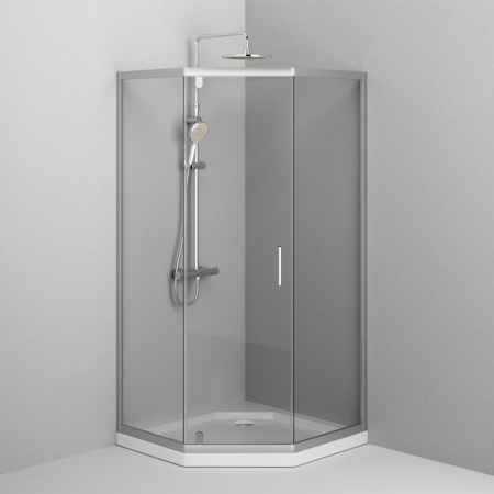 W90G-405-090MT Душевое ограждение AM.PM Gem 5-corner Pivot 90x90 стекло прозрачное, профиль матовый хром