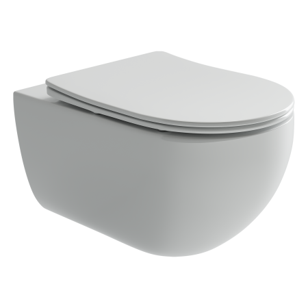 Подвесной унитаз Ceramicanova Long Rimless, глубокий смыв, с крепежом для полностью скрытого монтажа,  ультратонким сидением и крышкой с функцией плавного закрытия, дюропласт CN3015