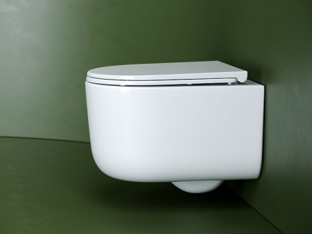 Подвесной унитаз Ceramicanova Ulma Торнадо безободковый, с ультратонким сиденьем с микролифтом и функцией быстрого снятия, с креплением скрытого монтажа, цвет белый CN4006T