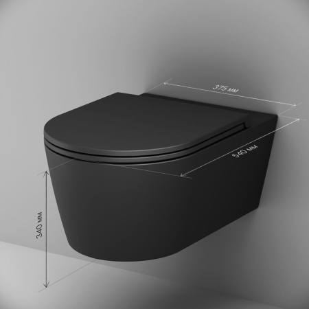 C8F1701MBSC Func Подвесной унитаз AM.PM 54 см FlashClean с сиденьем микролифт, черн мат