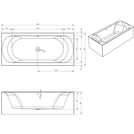 Акриловая ванна Riho Linares 200x90 R Plug&Play BD5900500000000