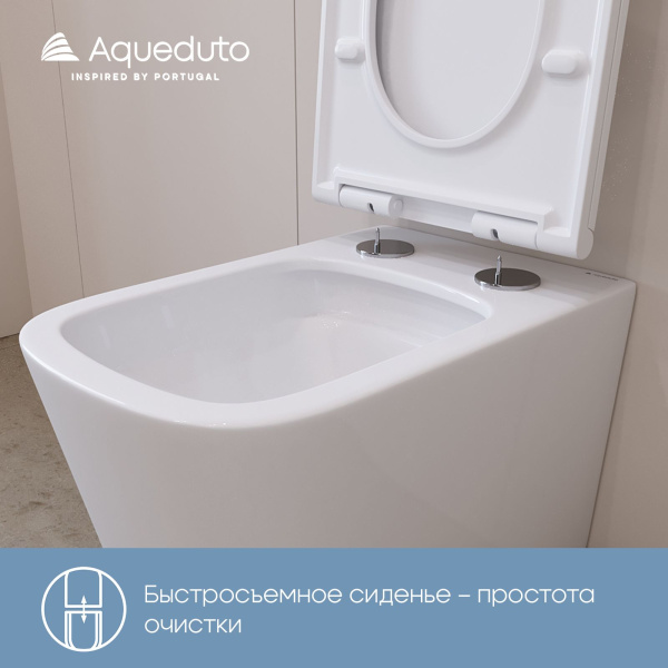 Aqueduto MACIO Tornado Унитаз подвесной 520*370 безободковый, Tornado, сиденье с микролифтом, белый матовый