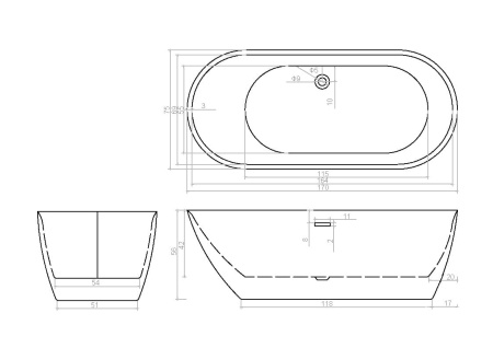 Акриловая ванна отдельностоящая Cerutti SPA COMO 170x75
