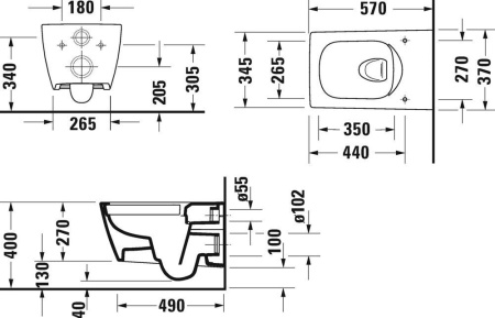 Унитаз подвесной Duravit Viu 2511090000 безободковый