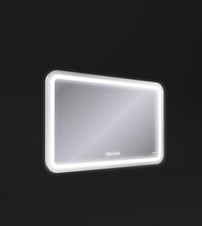 Зеркало Cersanit LED 050 design pro 80x55 с подсветкой хол. тепл. cвет часы с антизапотеванием прямоугольное, KN-LU-LED050*80-p-Os