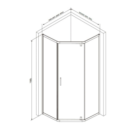 W90G-405-090MT Душевое ограждение AM.PM Gem 5-corner Pivot 90x90 стекло прозрачное, профиль матовый хром