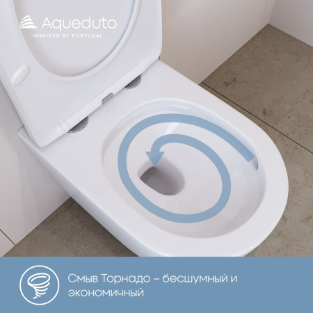 Aqueduto CONE Tornado Унитаз подвесной 525*360 безободковый, Tornado, сиденье с микролифтом, белый матовый