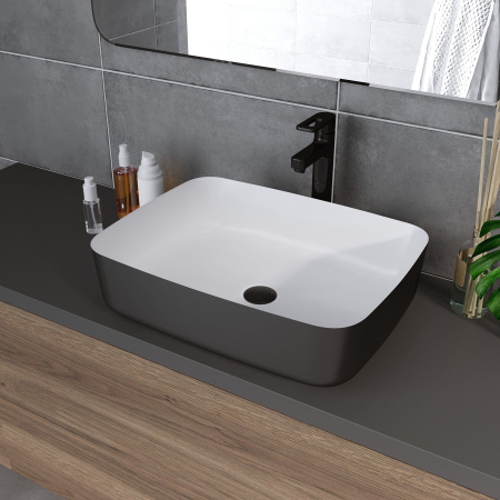 Раковина Grossman GR-4043BW 505x390x140 черная белая внутри