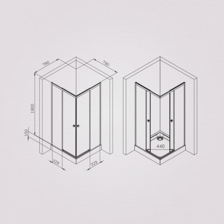 W94G-403-8080-BT1K X-joy Душевое ограждение AM.PM квадратное,раздвиж.двери 80x80 черный мат