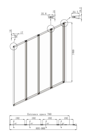Шторка для ванны Ambassador Bath Screens 16041110R 900x1400