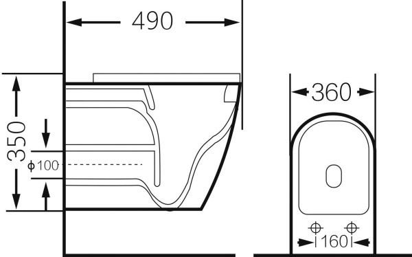 Унитаз Grossman GR-4455SWLS (480х365х370) серебро внутри белый подвесной безободковый с тонкой крышкой