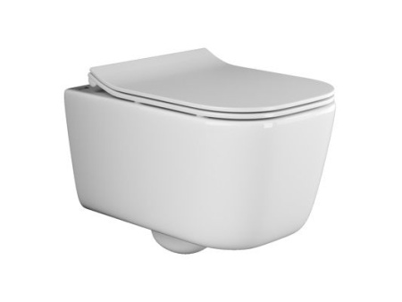 Подвесной унитаз Ceramicanova New Day Rimless, глубокий смыв, с крепежом для полностью скрытого монтажа,  ультратонким сидением и крышкой с функцией плавного закрытия, дюропласт CN3005
