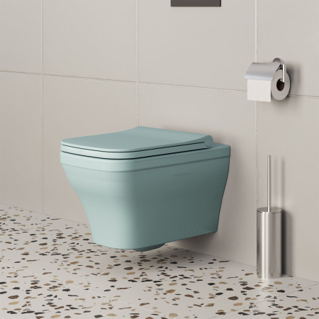 Унитаз Ambassador Benefit 203T20801R (535х340х360) голубой матовый, подвесной безободковый с тонкой крышкой