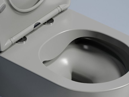 Подвесной унитаз Ceramicanova Modena  Rimless (цвет Антрацит Матовый), глубокий смыв, с крепежом для полностью скрытого монтажа,  ультратонким сидением и крышкой с функцией плавного закрытия, дюропласт CN6063MH