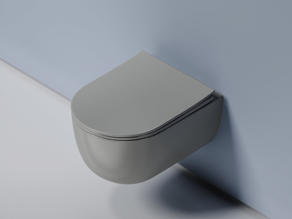 Подвесной унитаз Ceramicanova Modena  Rimless (цвет Антрацит Матовый), глубокий смыв, с крепежом для полностью скрытого монтажа,  ультратонким сидением и крышкой с функцией плавного закрытия, дюропласт CN6063MH