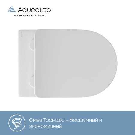 Aqueduto OVO Tornado Унитаз подвесной 525*360 безободковый, Tornado, сиденье с микролифтом, белый матовый