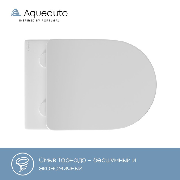 Aqueduto OVO Tornado Унитаз подвесной 525*360 безободковый, Tornado, сиденье с микролифтом, белый матовый