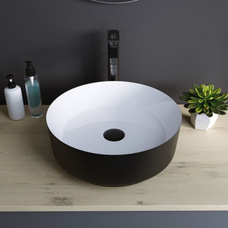 Раковина Grossman GR-4040BW 360x360x115 черная белая внутри
