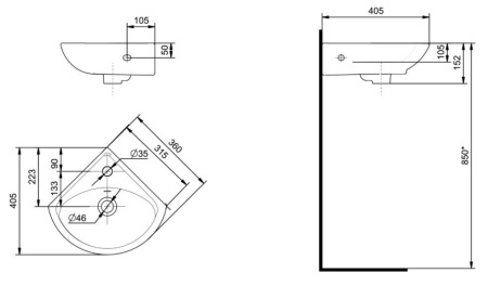 Раковина Santek Ирис 44 1.WH11.0.514