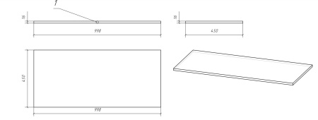 Столешница Cersanit MODUO 100 100x45 дуб, SB-BL-MOD100