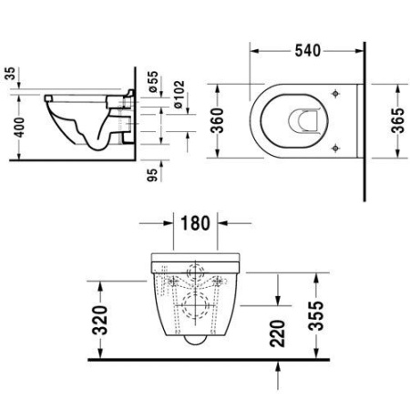 Унитаз подвесной Duravit Starck 3 2225090000