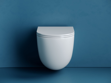 Подвесной унитаз Ceramicanova Vogue Торнадо безободковый, с ультратонким сиденьем с микролифтом и функцией быстрого снятия, с креплением скрытого монтажа, белый CN4008T