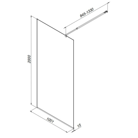 W84WI-100-F1-MTE Душевая перегородка AM.PM Func 100x200, стекло прозр. 8 мм + покрытие, профиль мат хром