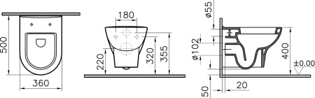 Унитаз подвесной VitrA Zentrum 5785B003-0850 с биде