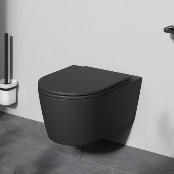 C8F1701MBSC Func Подвесной унитаз AM.PM 54 см FlashClean с сиденьем микролифт, черн мат