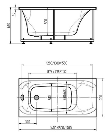 Акриловая ванна Aquatek Альфа 150x70 ALF150-0000025 слив слева, вклеенный каркас