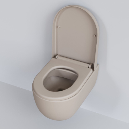 Унитаз Ambassador Abner 103T20401R (545х360х330) матовый бежевый, подвесной безободковый с толстой крышкой