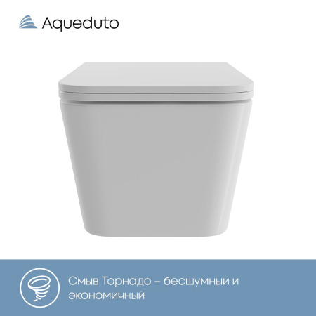 Aqueduto MACIO Tornado Унитаз подвесной 520*370 безободковый, Tornado, сиденье с микролифтом, белый глянцевый