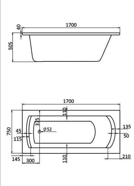 Акриловая ванна Santek Монако XL 170x75 1.WH11.1.980