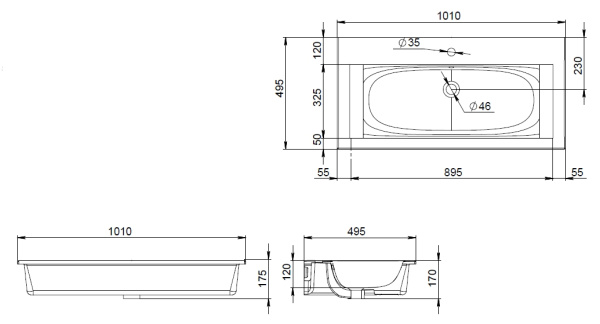 M70AWCC1002WG Spirit V2.0, Раковина мебельная AM.PM, керамическая, 100 см, встроенная, цвет: белый, глянец
