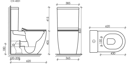 Напольный пристенный унитаз Ceramicanova Metropol Rimless, Черный матовый, CN4001MB