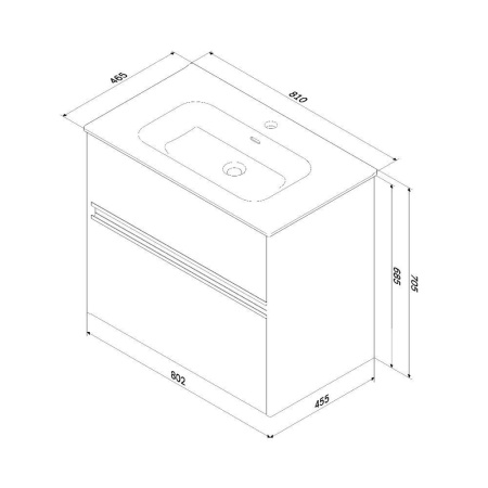 M7BFUX0802OF Sense База под раковину AM.PM, универсальная, 80 см, 2 ящика, дерево