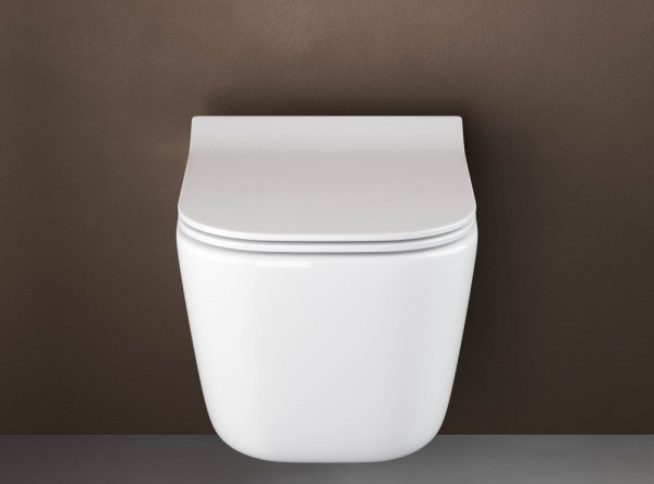 Подвесной унитаз Ceramicanova New Day Rimless, глубокий смыв, с крепежом для полностью скрытого монтажа,  ультратонким сидением и крышкой с функцией плавного закрытия, дюропласт CN3005