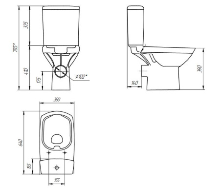 Унитаз-компакт Cersanit CARINA Clean On 011 3/5 DPL EO slim, S-KO-CAR011-3/5-COn-S-DL-w