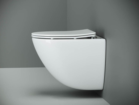 Подвесной унитаз Ceramicanova Mono Rimless, глубокий смыв, с крепежом для полностью скрытого монтажа,  ультратонким сидением и крышкой с функцией плавного закрытия, дюропласт CN1905