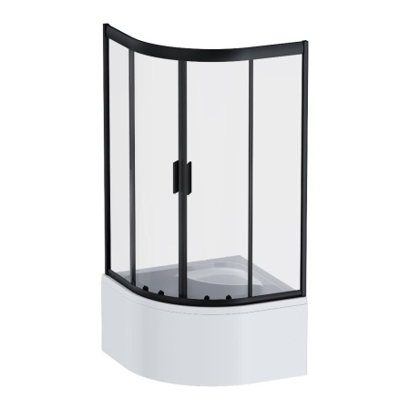 W90G-401A090BT Душевое ограждение AM.PM Gem Deep 1/4 Rond 90x90 стекло прозрачное, профиль черный матовый
