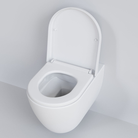 Унитаз Ambassador Queen 113T20101R (570х360х400) белый матовый, подвесной безободковый с толстой крышкой