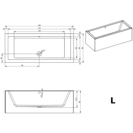 Акриловая ванна Riho Lugo 190x80 L Plug&Play BD6800500000000