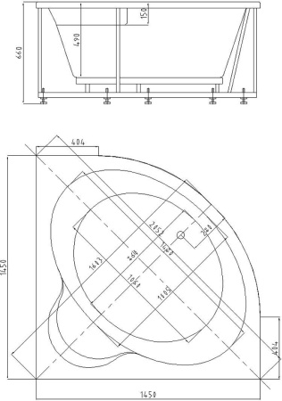 Акриловая ванна Aquatek Ума 145x145 UMA145-0000001 угловая