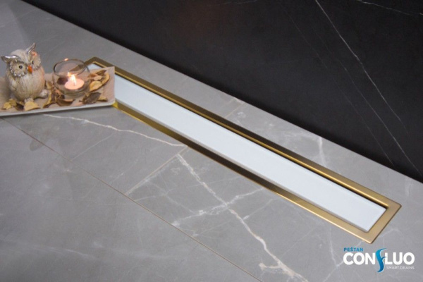 Душевой лоток Pestan Confluo Premium Line 950 White Glass Gold, 13100126