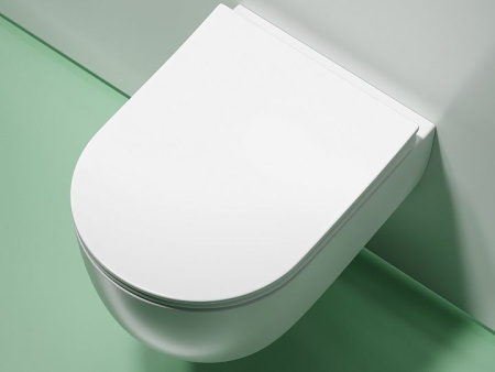 Подвесной унитаз Ceramicanova Modena  Rimless (цвет Белый Матовый) , глубокий смыв, с крепежом для полностью скрытого монтажа,  ультратонким сидением и крышкой с функцией плавного закрытия, дюропласт CN6063MW