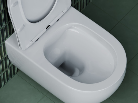 Подвесной унитаз Ceramicanova Long Rimless, глубокий смыв, с крепежом для полностью скрытого монтажа,  ультратонким сидением и крышкой с функцией плавного закрытия, дюропласт CN3015